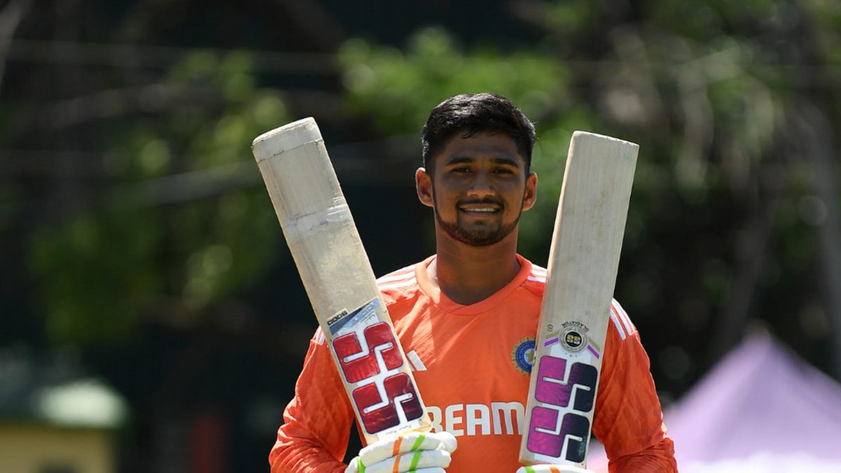 Musheer Khan of India looks on during the ICC U19 Men's Cricket World Cup South Africa 2024 at Willowmoore Park on February 10, 2024 in Benoni, South Africa