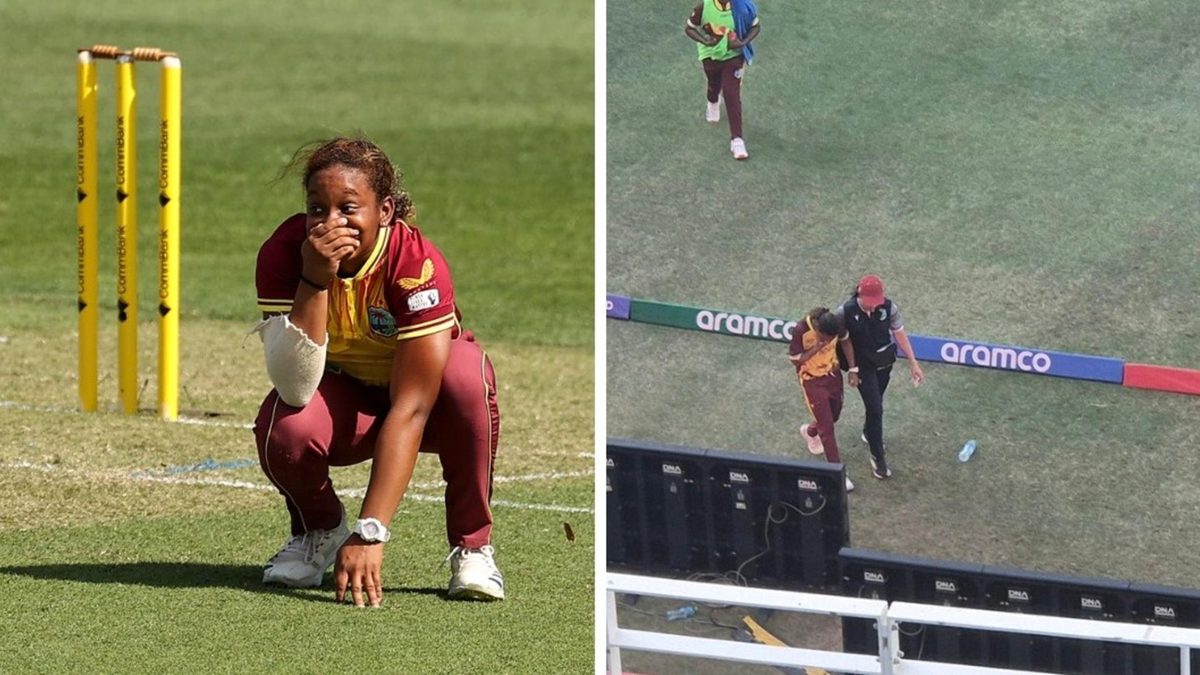 Zaida James was taken off the field after being hit in the face trying to take a return catch off her own bowling