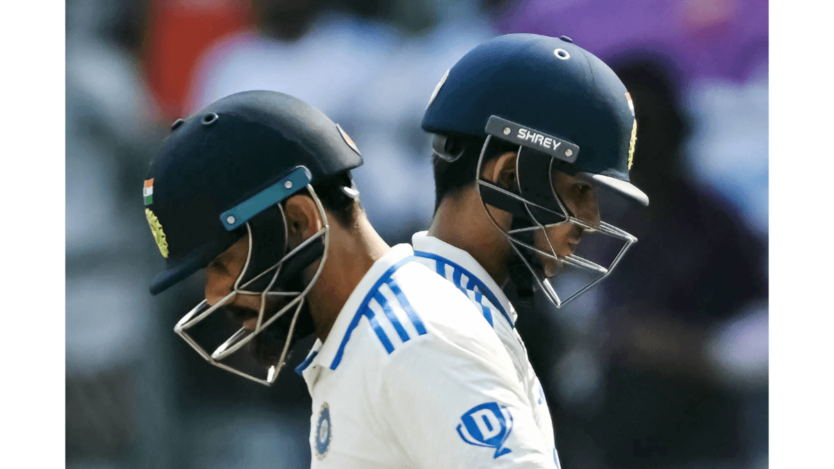 Virat Kohli (heading left) walks to the middle after the dismissal of Shubman Gill.