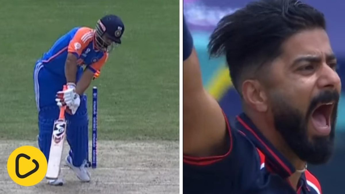 Ali Khan dismisses Rishabh Pant during the USA vs India match in the T20 World Cup