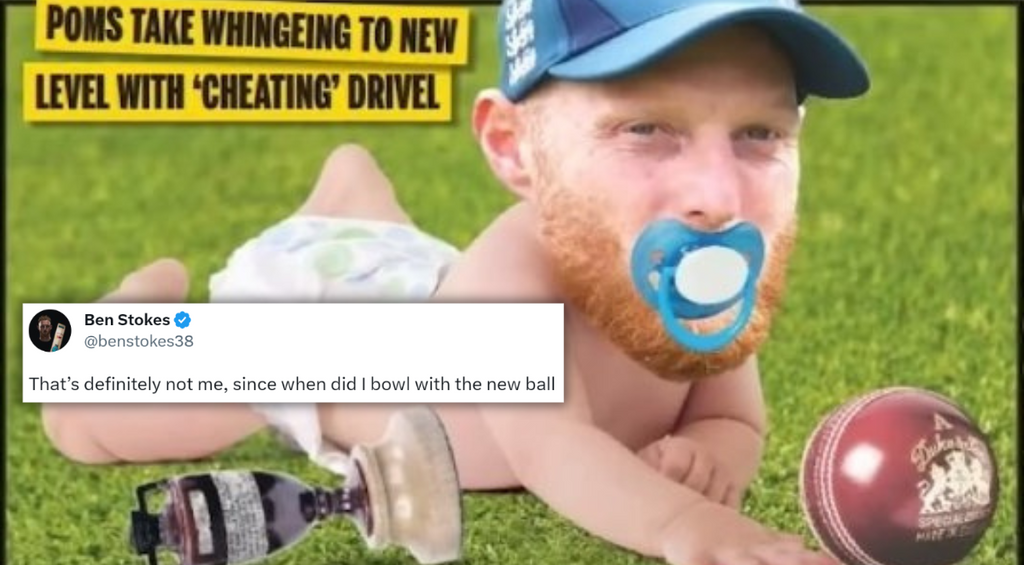 ‘Definitely not me’ – Ben Stokes’ hilarious reply to ‘Crybabies’ Aussie newspaper front page