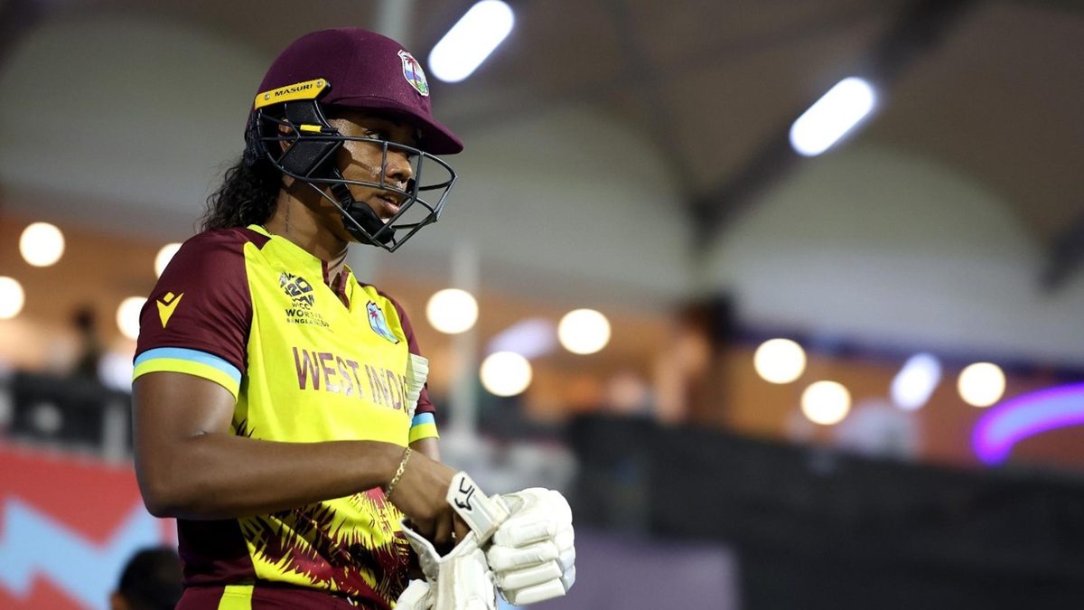 Hayley Matthews walks out to bat in the 2024 Women's T20 World Cup