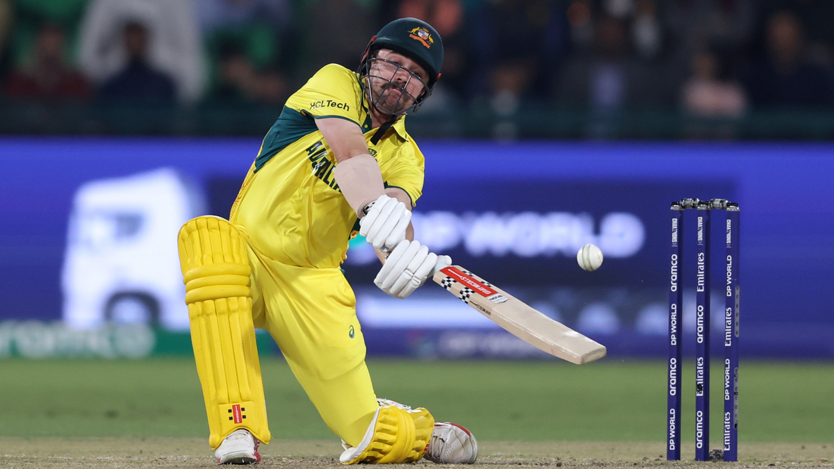 Travis Head of Australia bats in a fiery fashion