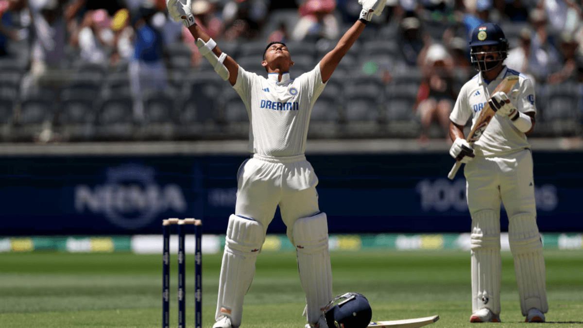 Jaiswal celebrates his hundred