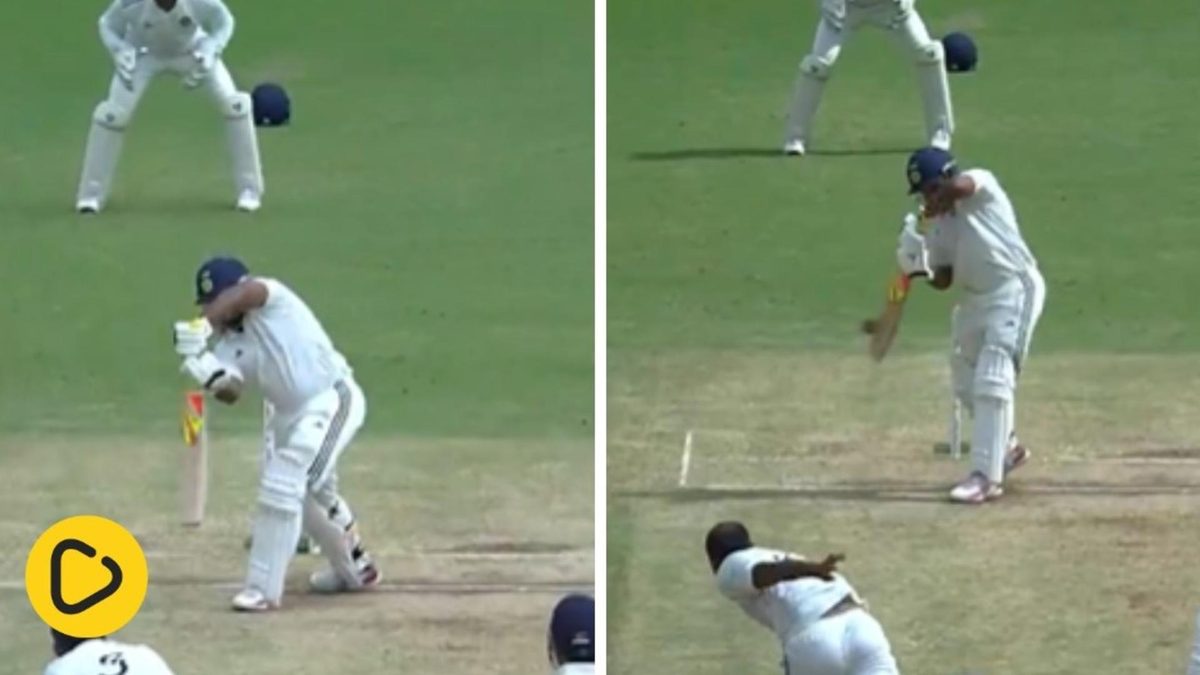 Sarfaraz Khan hitting five consecutive boundaries off Akash Deep in the 2024 Duleep Trophy match between India A and India B