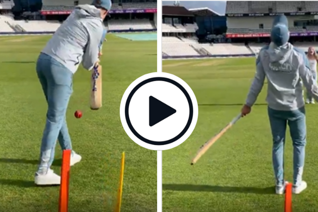 Watch: Joe Root bowled by beauty from Paul Collingwood’s daughter on Headingley outfield