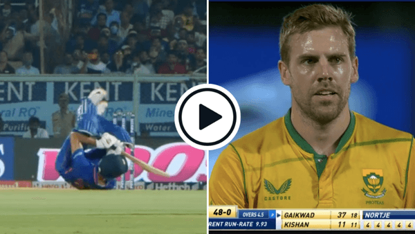 ind-v-sa-2022-watch-ruturaj-gaikwad-smashes-lightning-quick-anrich-nortje-for-four-fours-gets-clanged-on-grille-in-all-action-over.Click to read full article.