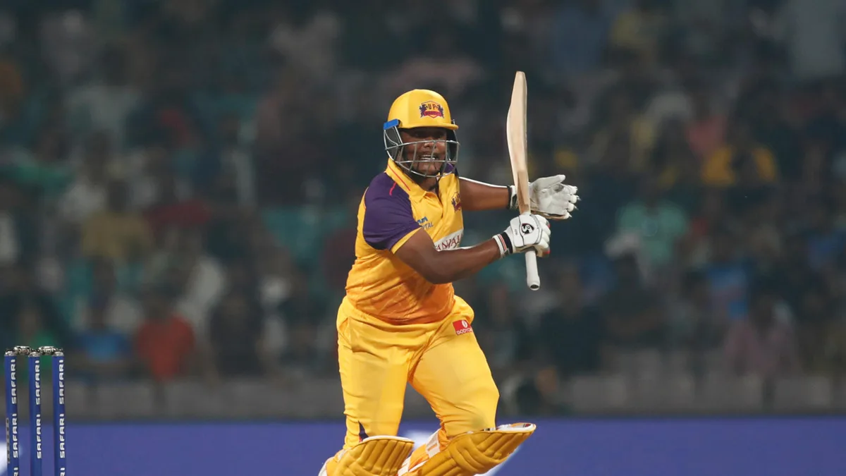 Kiran Navgire of UP Warriorz plays a shot during the WPL 2023 match between UP Warriorz and Gujarat Giants at Dr DY Patil Sports Academy on March 5, 2023 in Mumbai, India