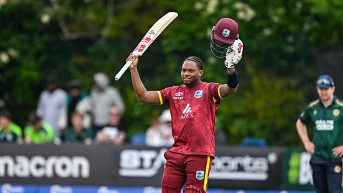 Carty celebrates his hundred against Ireland