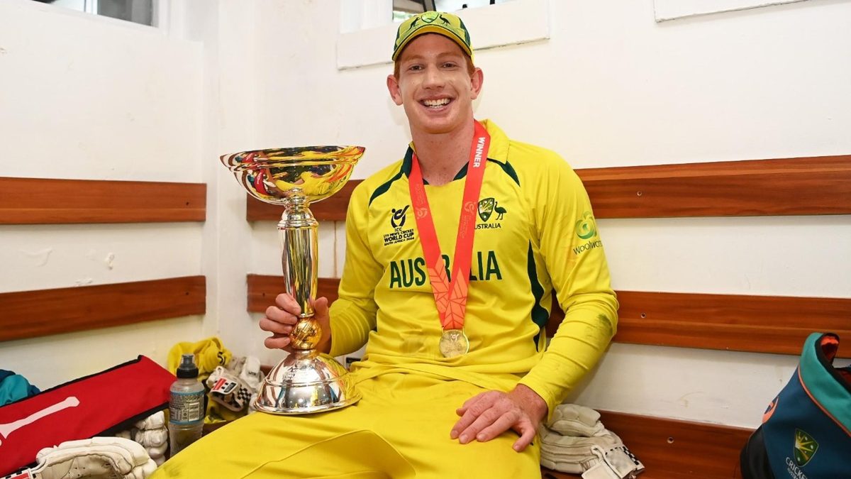 Hugh Weibgen celebrates winning the U19 World Cup in 2024