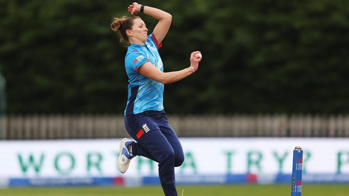 Kate Cross bowls in an ODI