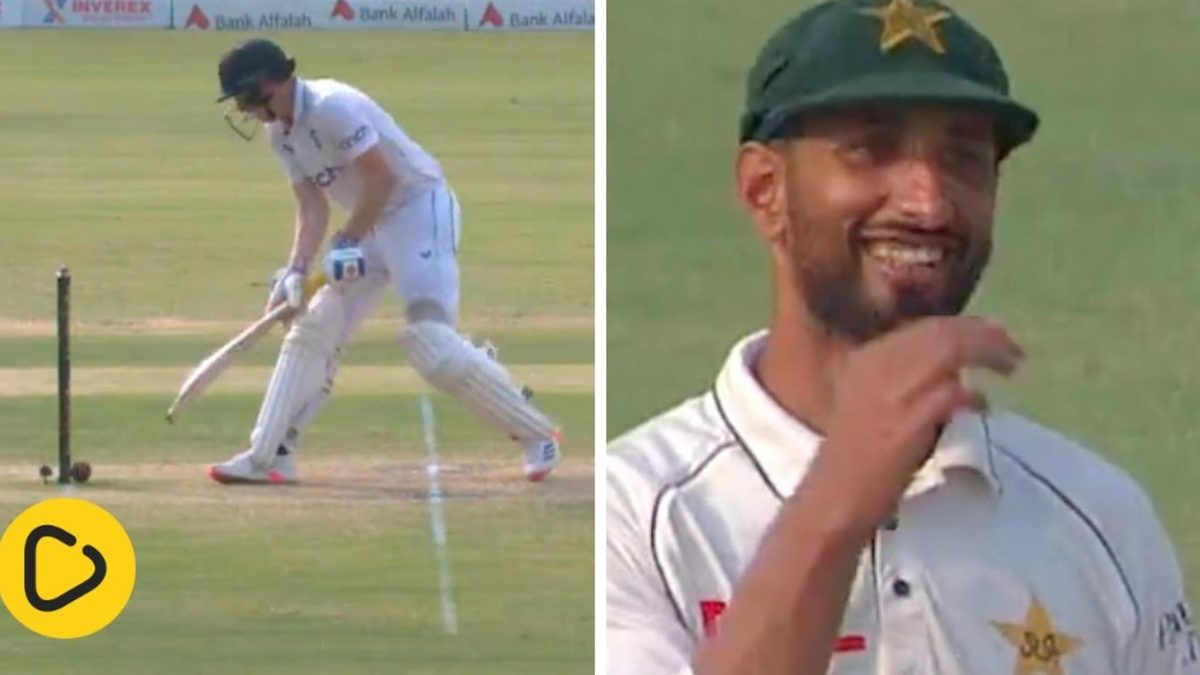 Harry Brook almost out after ball fails to dislodge bails, Shan Masood incredulous