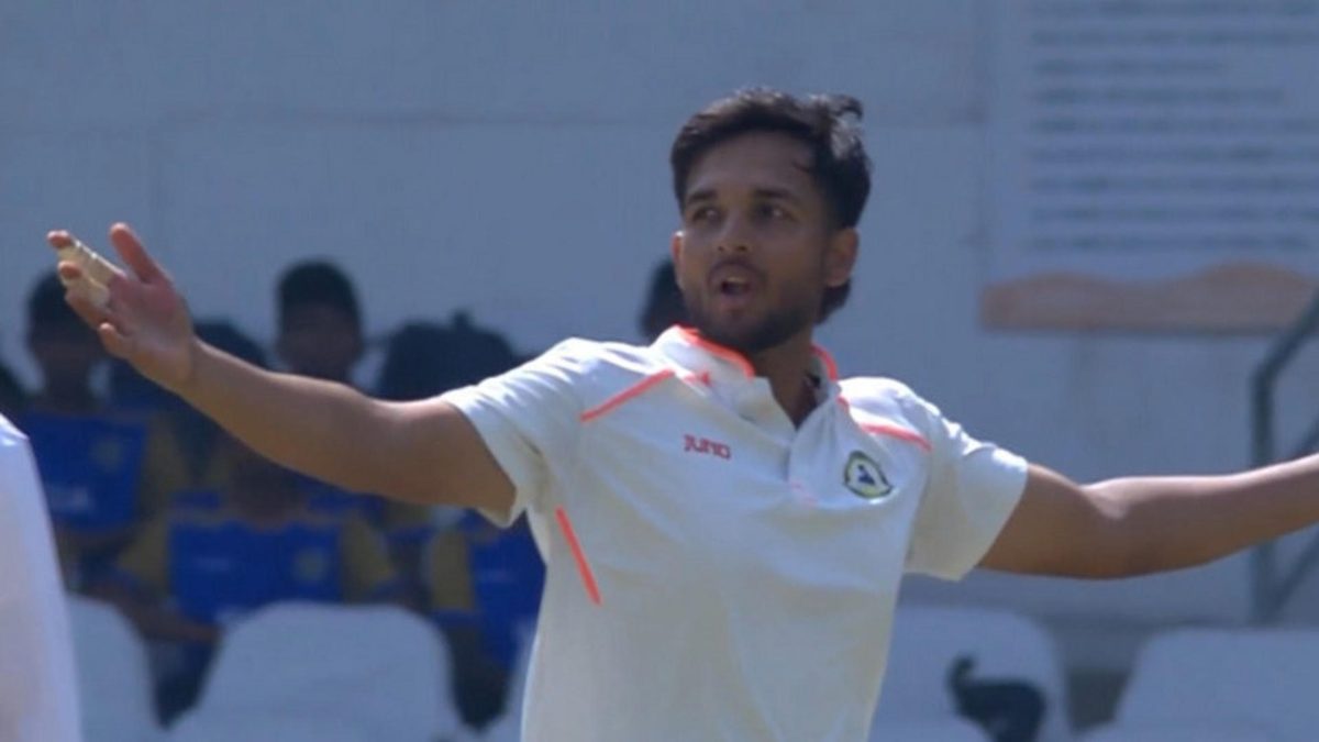 Harsh Dubey celebrates a wicket in Ranji 2024-25 final