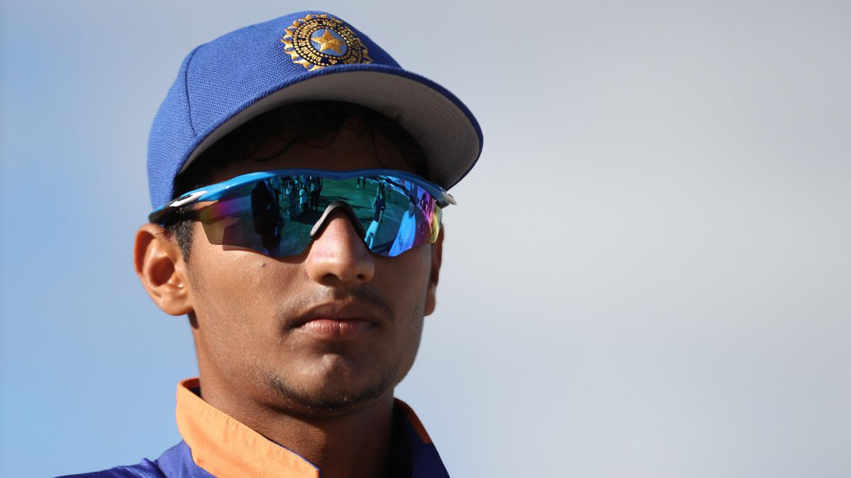 Yash Dhull, captain of India looks on ahead of the ICC U19 Men's Cricket World Cup Final match between England and India at Sir Vivian Richards Stadium on February 05, 2022 in Antigua, Antigua and Barbuda