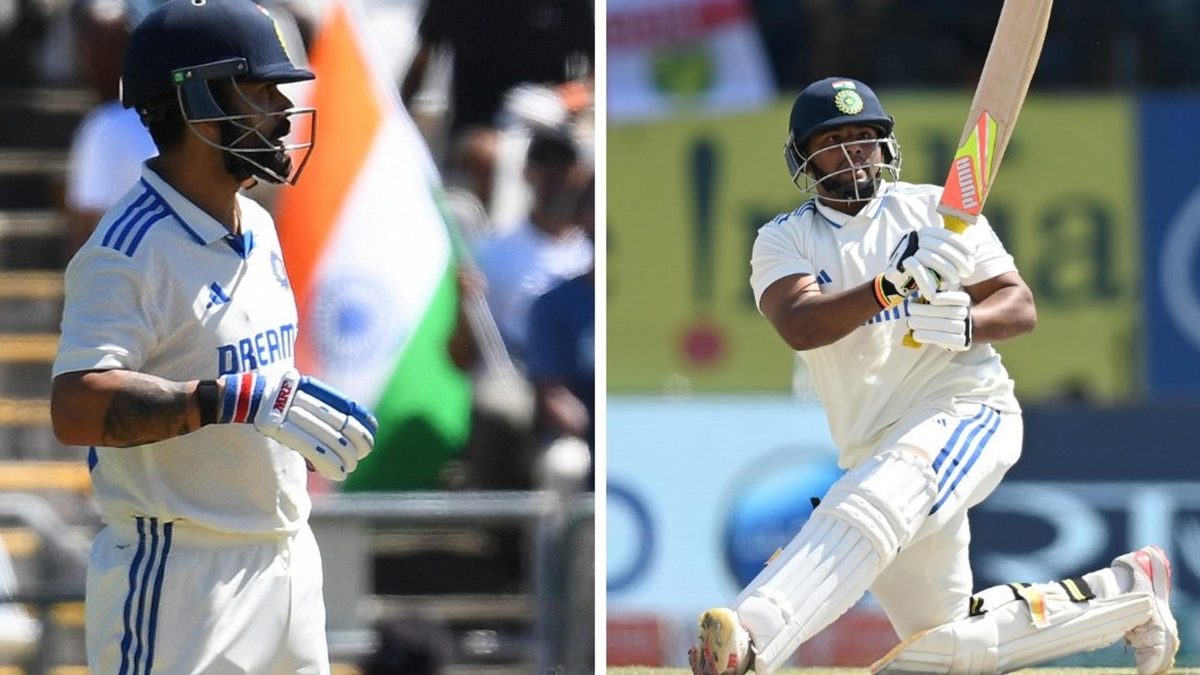 Virat Kohli anjd Sarfaraz Khan batting in Test cricket - they are likely to be in India's XI for the first Bangladesh Test