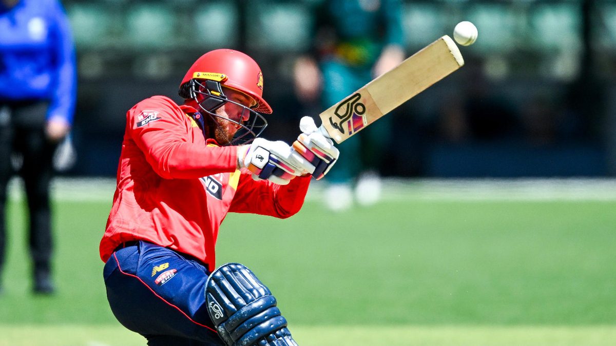 Mackenzie Harvey of South Australia bats during the ODC match between South Australia and Tasmania at Adelaide Oval, on February 23, 2025, in Adelaide, Australia