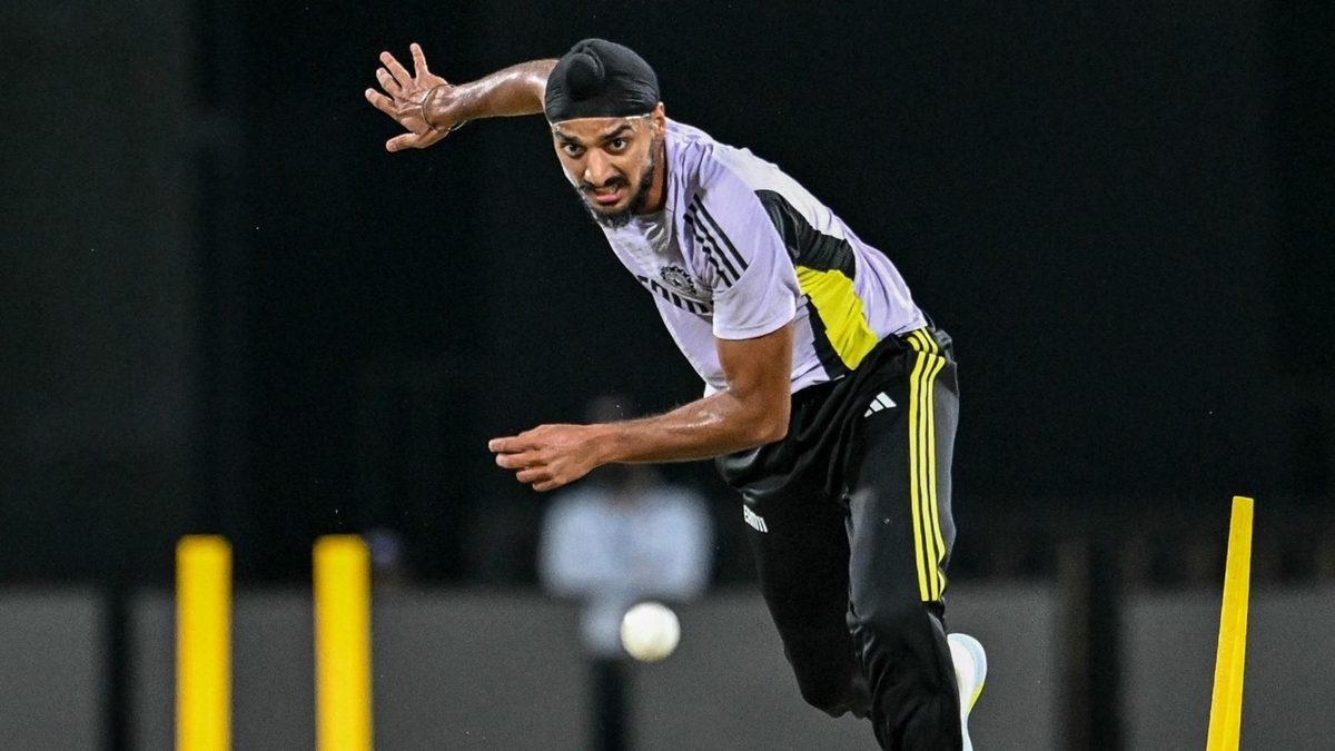 Arshdeep Singh bowls during India practice for the second 2025 T20I against England in Chennai