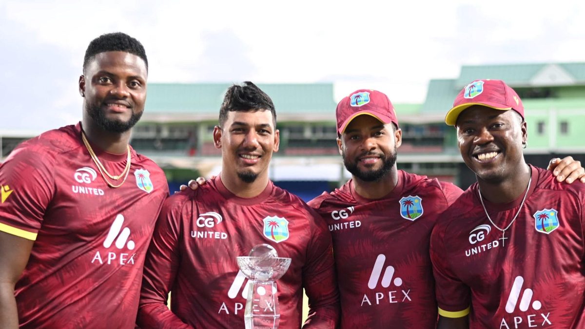 West Indies celebrate after winning the three-match ODI series against Bangladesh 3-0
