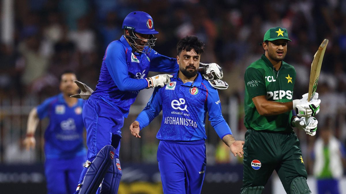 SHARJAH, UNITED ARAB EMIRATES - SEPTEMBER 07: during the UAE T20I Tri-Series Final match between Pakistan and Afghanistan at Sharjah Cricket Stadium on September 07, 2025 in Sharjah, United Arab Emirates