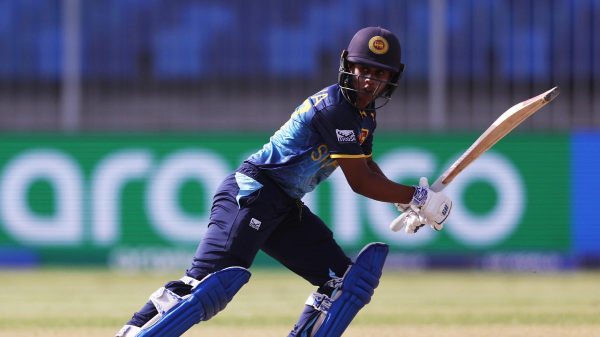 Nilakshika de Silva of Sri Lanka runs during the ICC Women's T20 World Cup 2024 match 5 between Australia and Sri Lanka at Sharjah Cricket Stadium on October 05, 2024 in Sharjah, United Arab Emirates