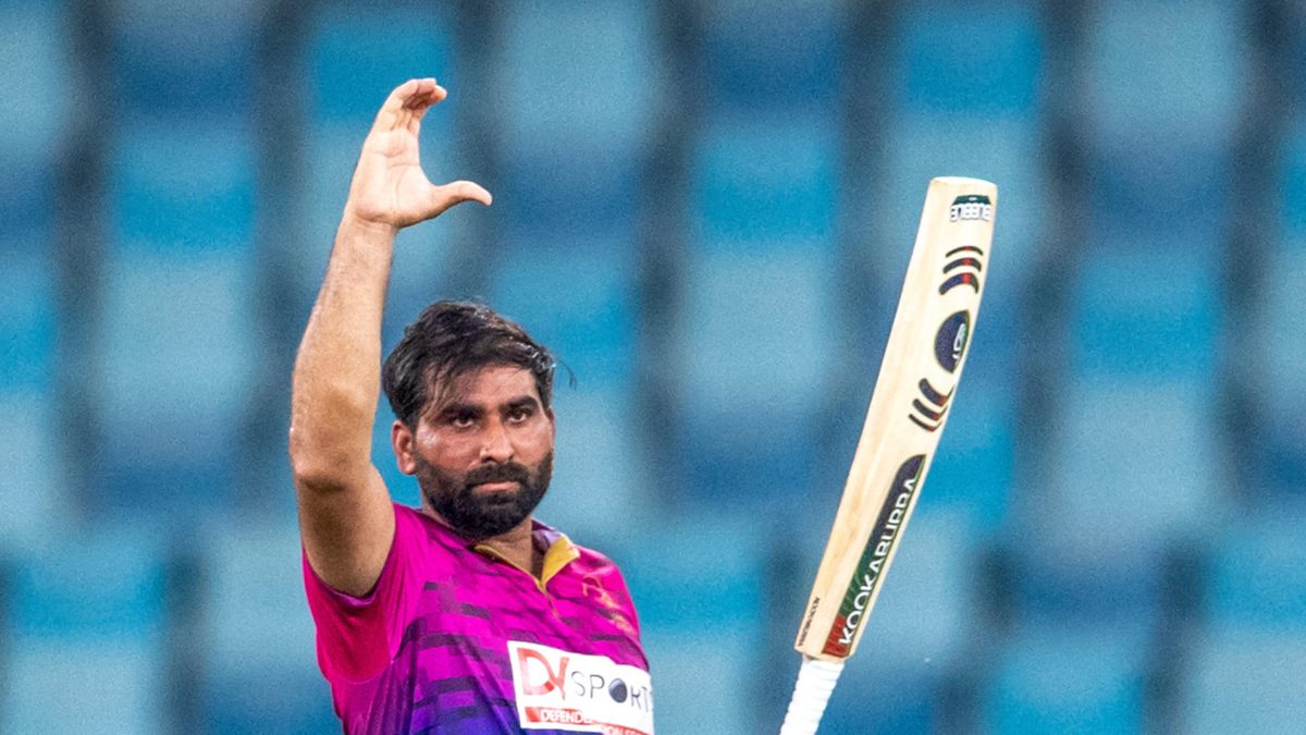 UAE's Muhammad Waseem reacts during the second T20 cricket match between the United Arab Emirates and New Zealand at the Dubai International Cricket Stadium on August 19, 2023