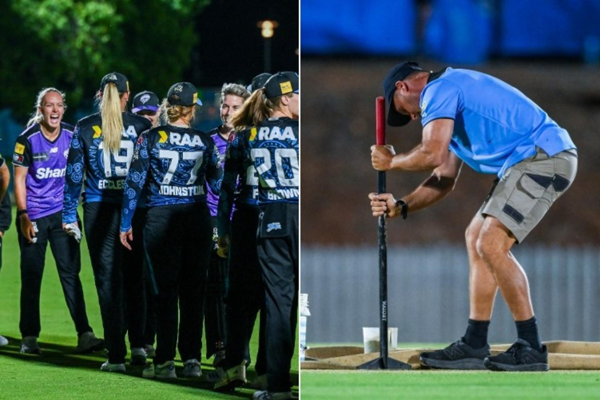 Ball rolled into pitch during innings break forces freak abandonment of WBBL game