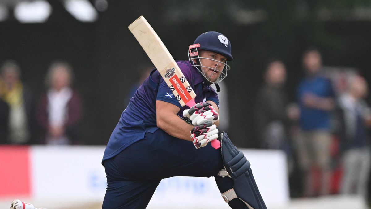 Scotland batsman George Munsey hits out during the 3rd Men's T20 between Scotland and Australia at The Grange Club on September 07, 2024 in Edinburgh, Scotland