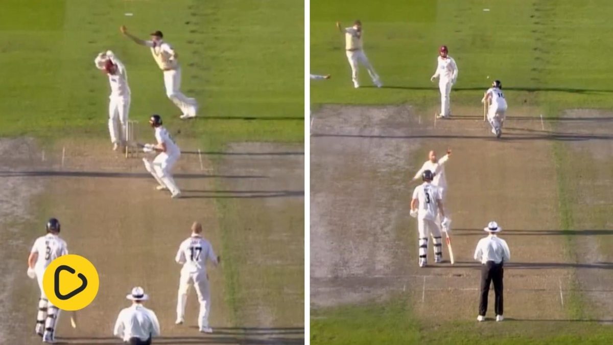 Somerset's appeal for a run out was turned down despite the batter being well out of his ground.