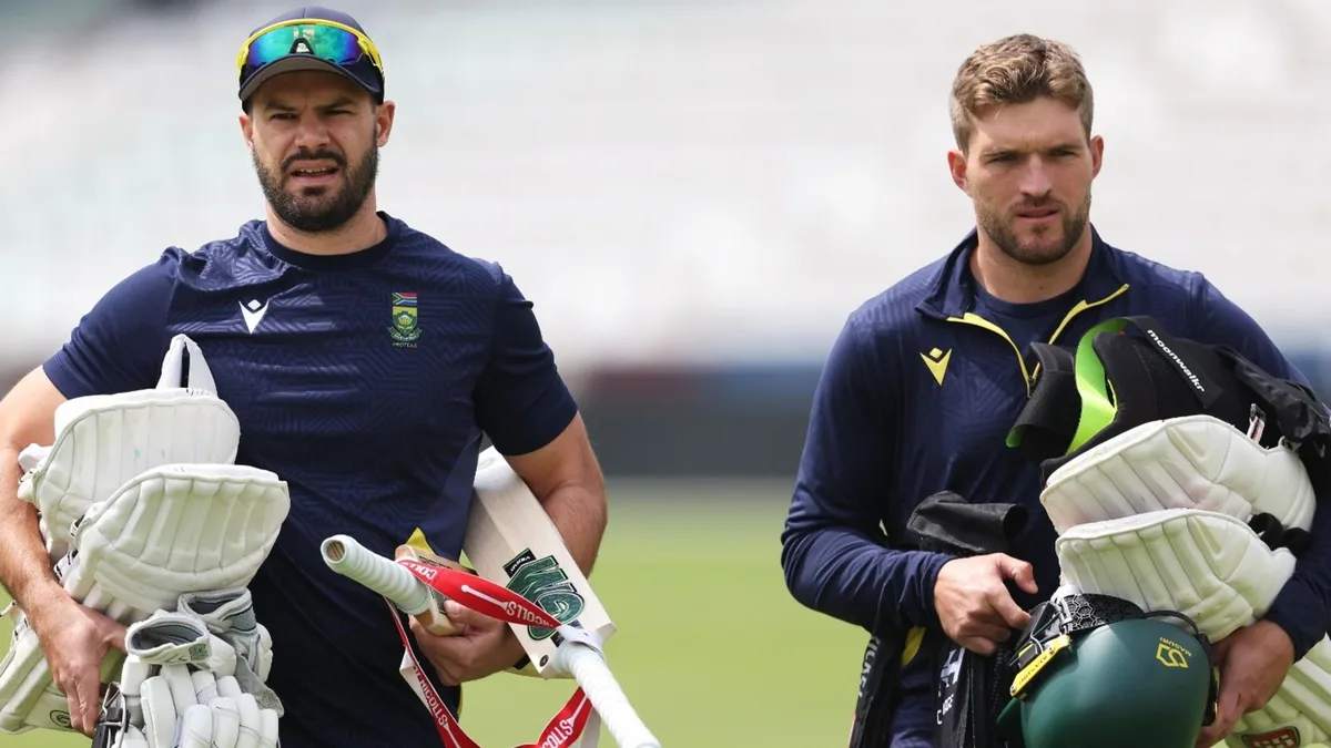 Aiden Markram and Wiaan Mulder in South Africa training