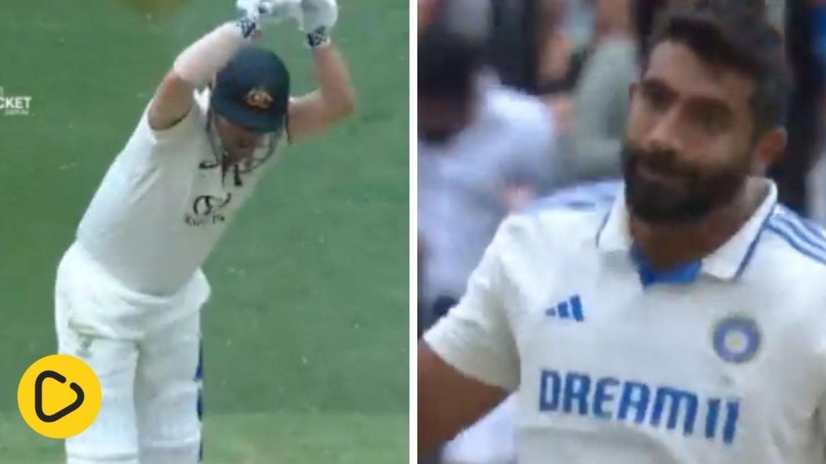 Bumrah celebrates after dismissing Head for a duck