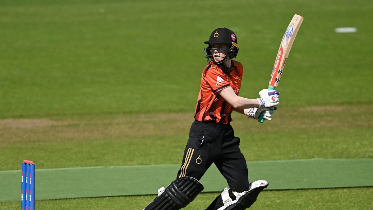 Sarah Bryce of The Blaze bats during the Metro Bank One Day Cup match between Warwickshire Women and The Blaze at Edgbaston on April 30, 2025 in Birmingham, England