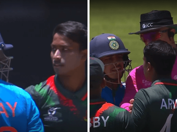 india-bangladesh-u19-players-separated-by-umpires-after-heated-argument-fight-world-cup.Click to read full article.