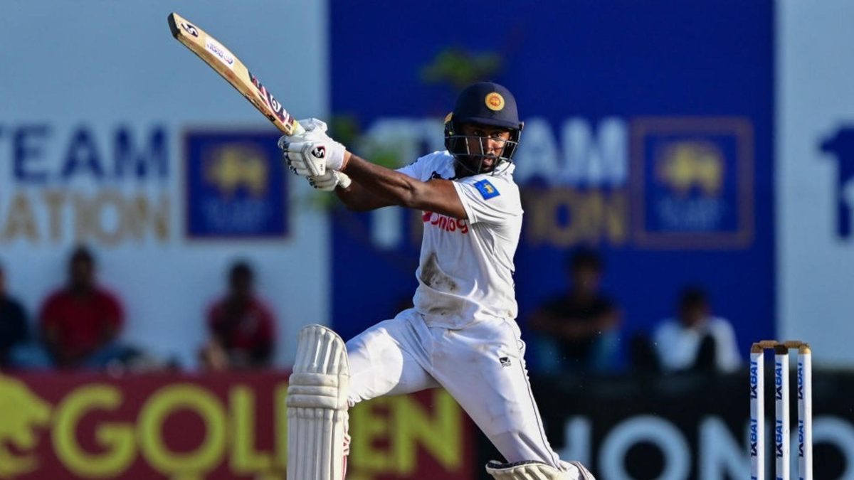 Kamindu Mendis, who scored a century against New Zealand in Galle on Friday.
