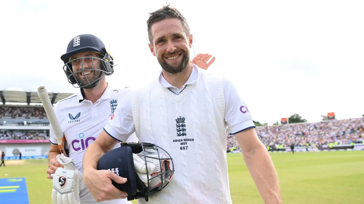 Chris Woakes walks off having played a key part in winning the 2023 Headingley Ashes Test