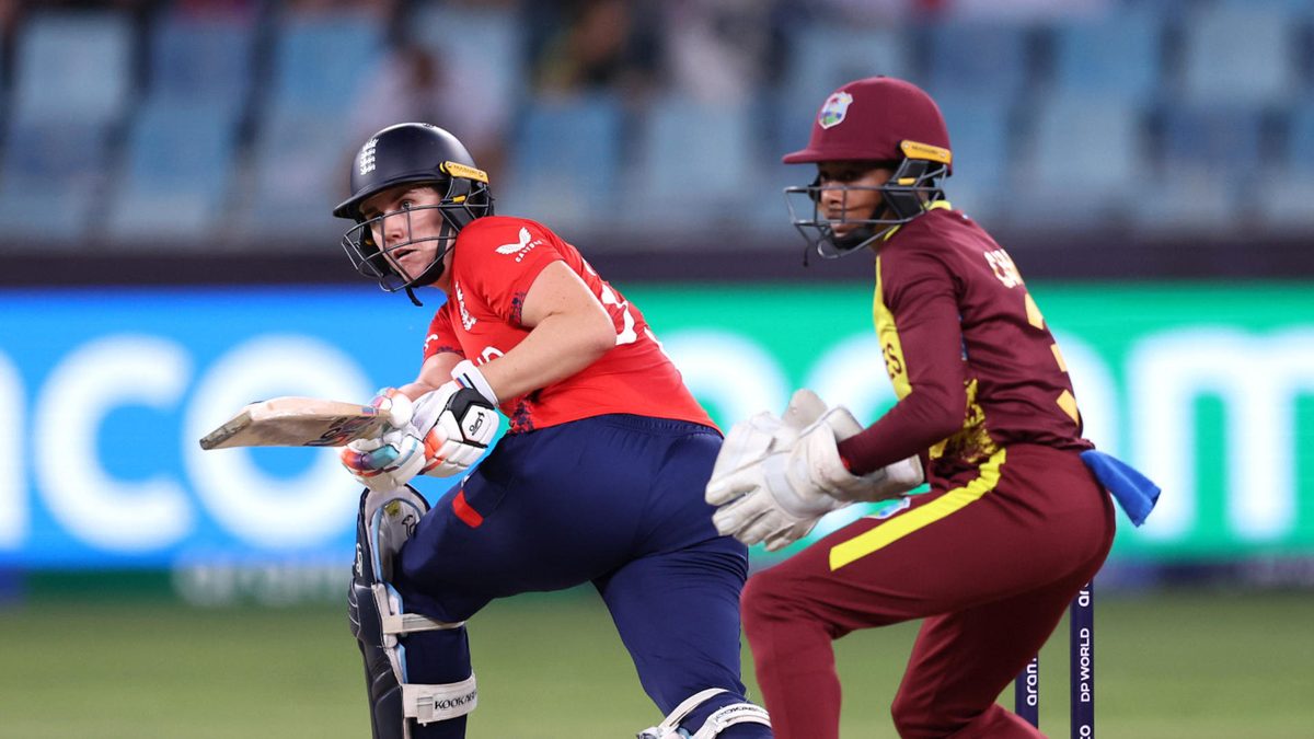 Nat Sciver-Brunt of England bats during the ICC Women's T20 World Cup 2024 match between England and West Indies at Dubai International Stadium on October 15, 2024 in Dubai, United Arab Emirates
