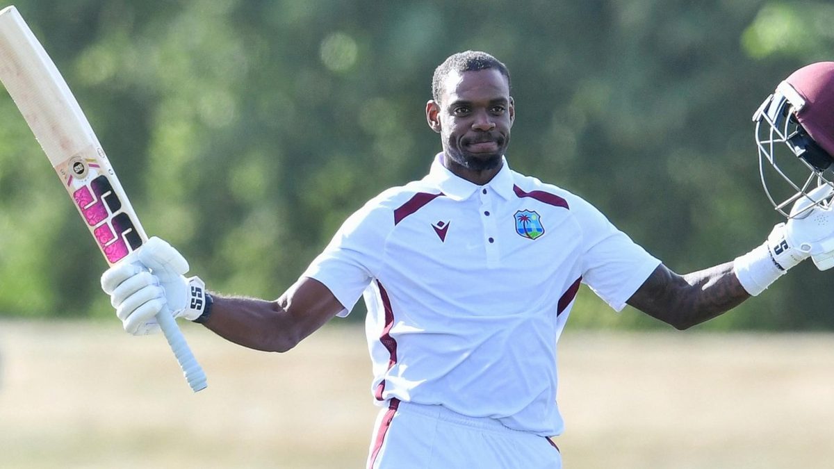Justin Greaves celebrates a landmark double-hundred vs New Zealand