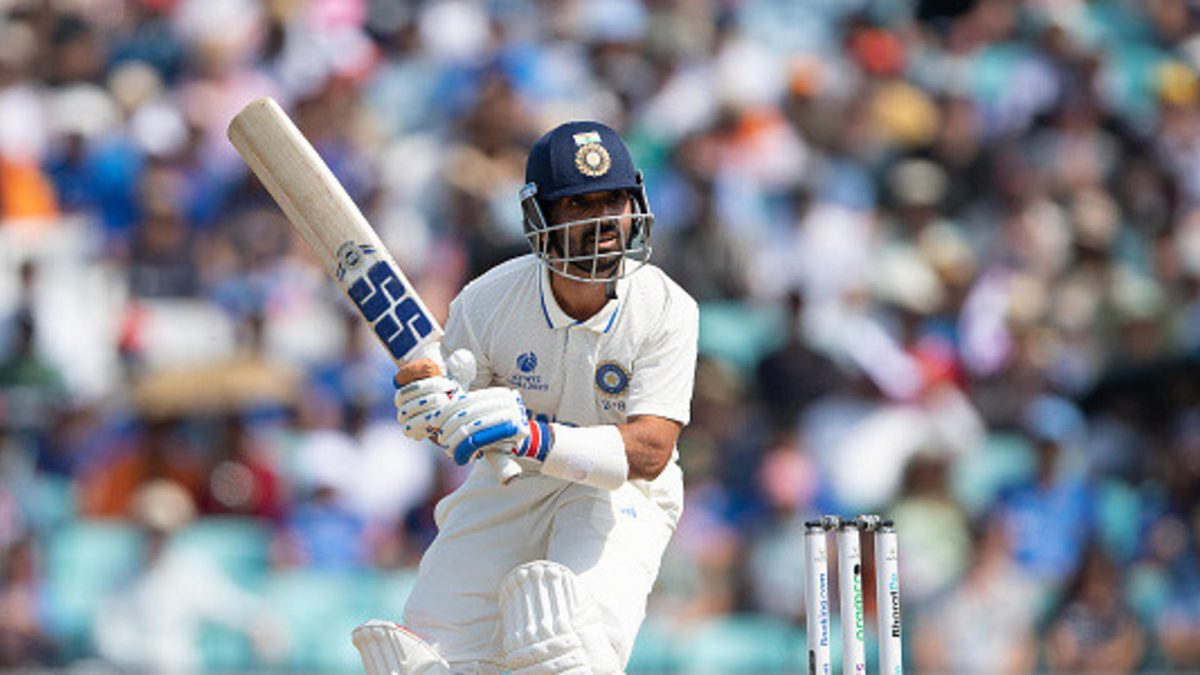 Ajinkya Rahane of India batting during day five of the ICC World Test Championship Final between Australia and India at The Oval on June 11, 2023 in London, England