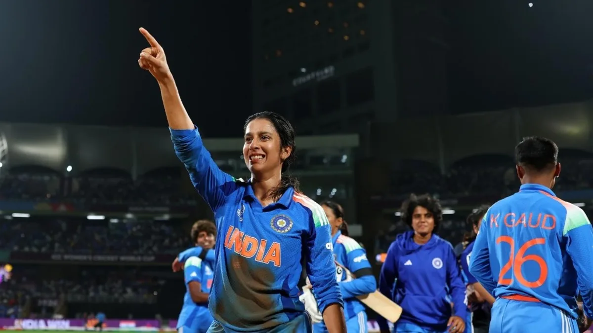 Jemimah Rodrigues celebrates India's win over Australia in World Cup semi-final