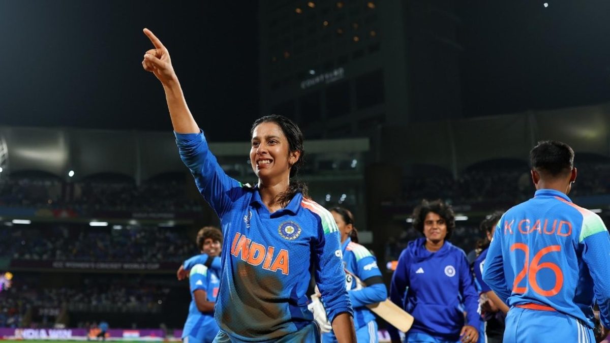 Jemimah Rodrigues celebrates India's win over Australia in World Cup semi-final