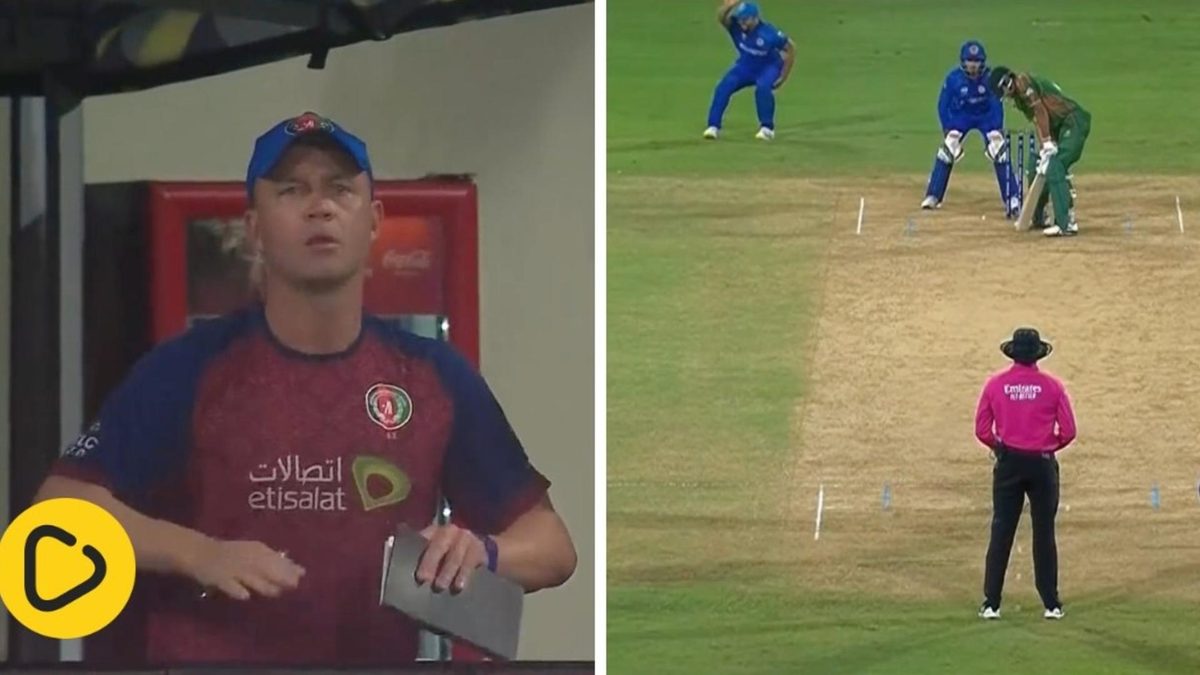 Watch: Gulbadin Naib suddenly held his hamstring, seemingly feigning pain, a few moments after head coach Jonathan Trott signalled for Afghanistan to slow down the game