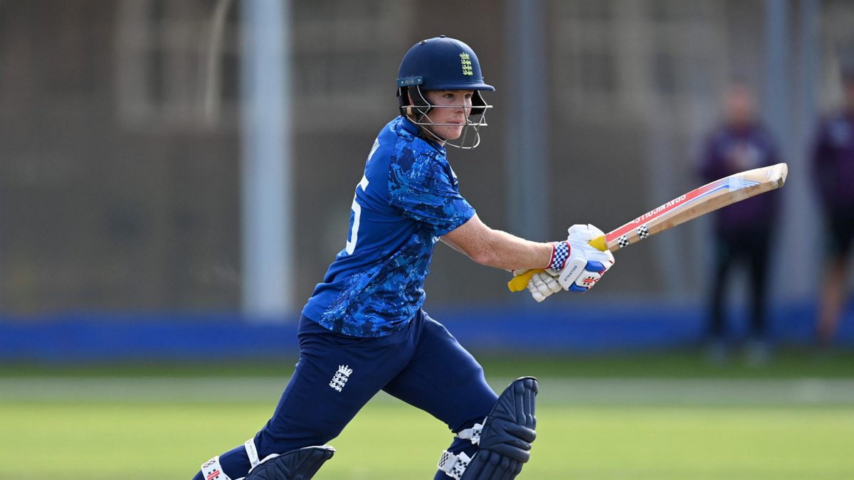 Thomas Rew of England bats during the 1st Youth One Day International between England U19 and Bangladesh U19 at Haslegrave Ground on September 05, 2025 in Loughborough, England