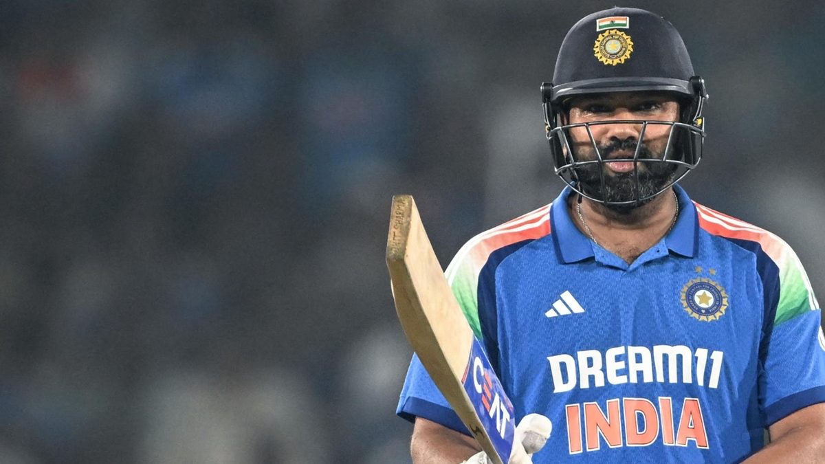 Rohit Sharma in action during the second India-England ODI