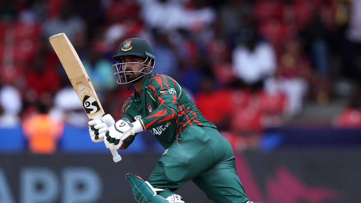Litton Das of Bangladesh in action during the ICC Men's T20 Cricket World Cup West Indies & USA 2024 match between Bangladesh and Netherlands at Arnos Vale Ground on June 13, 2024 in St Vincent, Saint Vincent and The Grenadines
