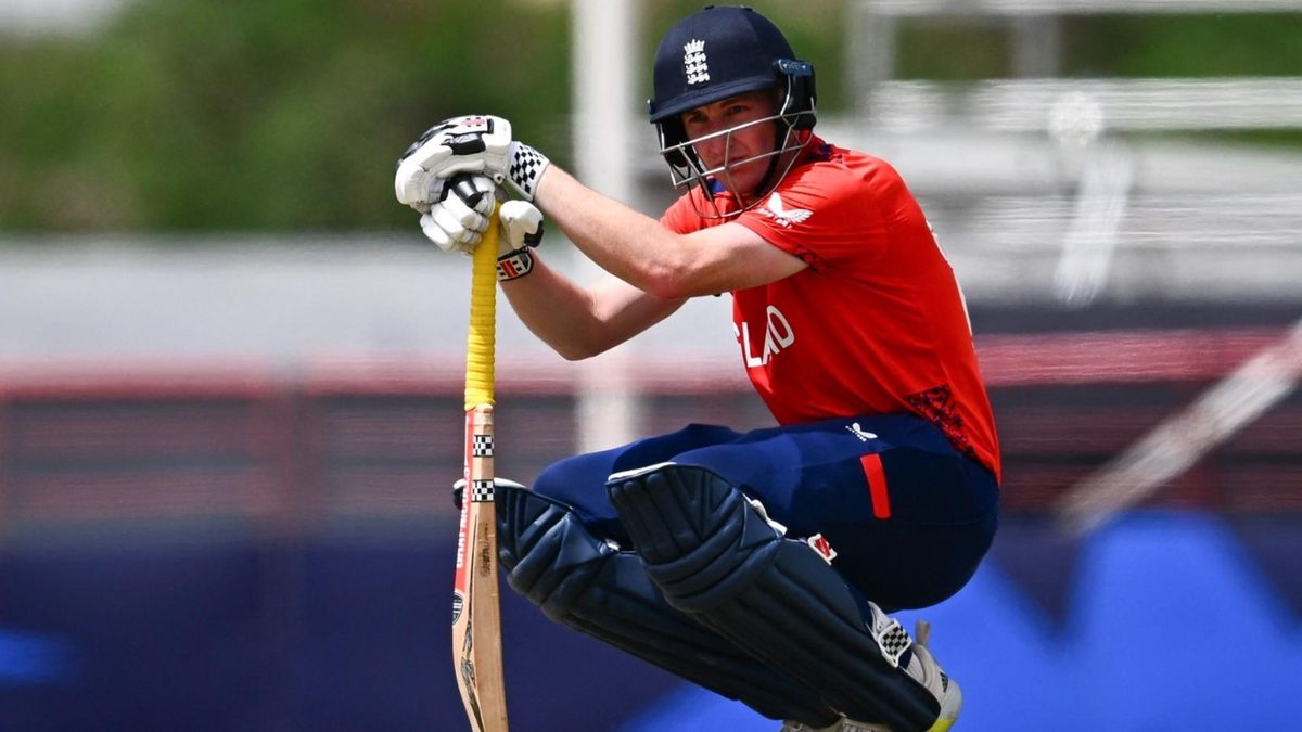 Harry Brook reacts to his dismissal during England's T20 World Cup Super Eights defeat to South Africa