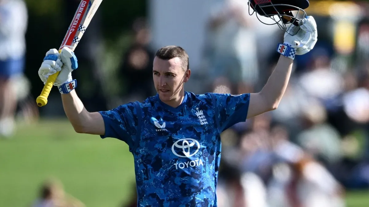 Harry Brook celebrates ODI century in New Zealand