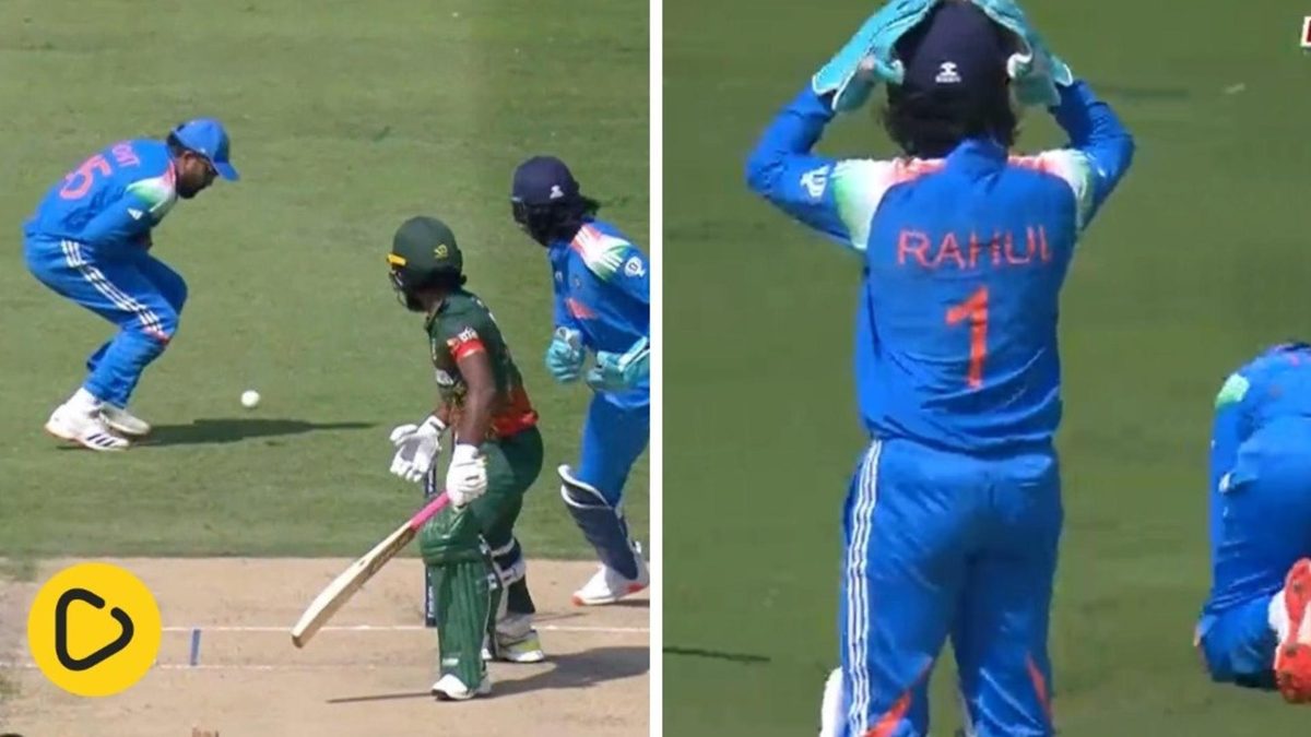 Rohit Sharma reacts after missing Axar Patel's hat-trick ball catch