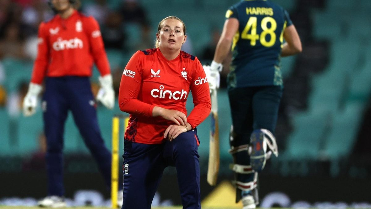 Sophie Ecclestone during the 2025 Ashes T20I series