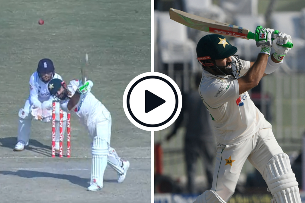 Watch: Mohammad Rizwan takes attack to England’s spinners, dances down and launches Jack Leach for glorious straight six