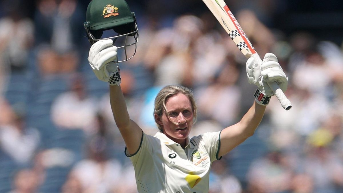 Beth Mooney celebrates maiden Test hundred at the MCG