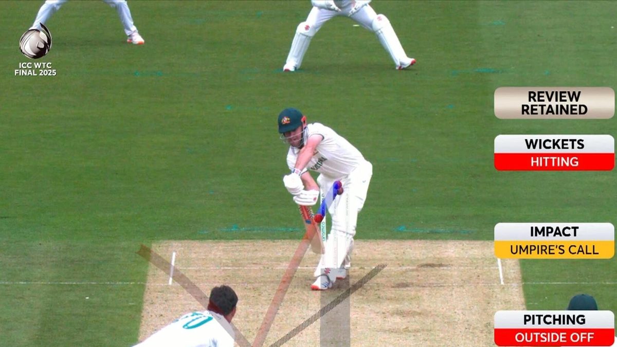 Beau Webster survives an lbw review on umpire's call